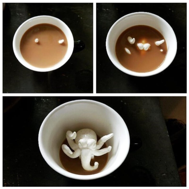 Creature Cups CTHULHU Ceramic Cup (11 Ounce, Black Exterior) - Creepy Cups - Hidden 3D Animal Inside Mug Emerges As You Drink- Birthday, Halloween, Spooky Drinkware Gift for Coffee & Tea Lovers - Image 4
